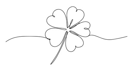 four leaf clover vector monoline one line line art luck nature