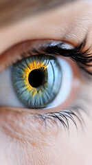 Diabetes Awareness & Education, Close-up of an eye exam revealing diabetic retinopathy details.