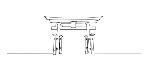 torii gate thin line art style vector