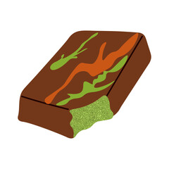 Dubai chocolate bar with pistachio paste filling. Luxury gourmet dessert. Premium handmade chocolate, cocoa dessert
