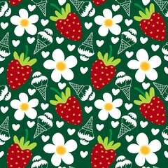 Summer fruits seamless strawberries pattern for wrapping paper and fabrics and kids clothes print and fashion textiles