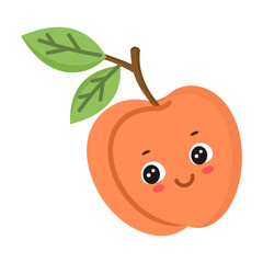Cute cartoon apricot vector illustration isolated on white background