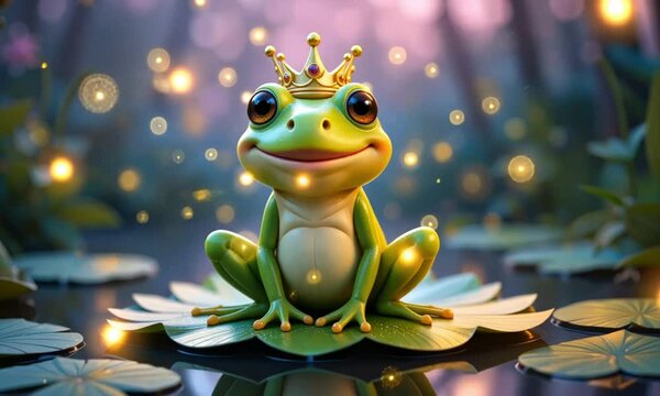Enchanted Frog Prince on a Lily Pad