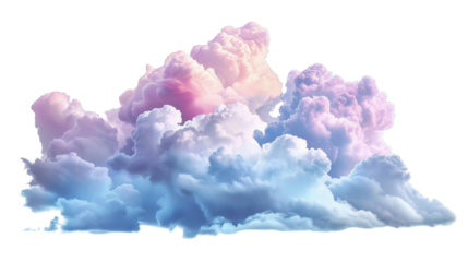 Colorful pastel cloudscape with transparent background floating gently