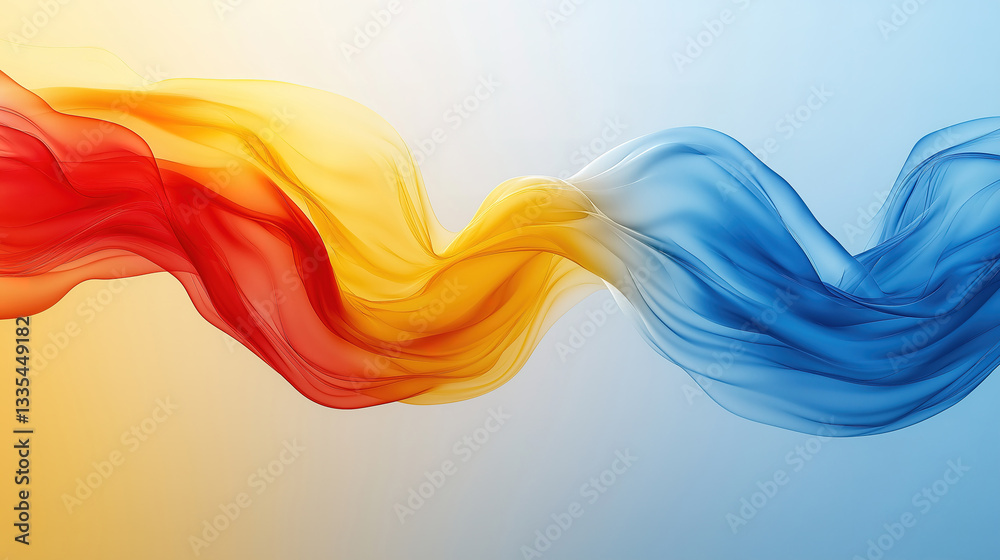 Wall mural colorful flowing abstract background with smooth blends of blue red and yellow in dynamic style