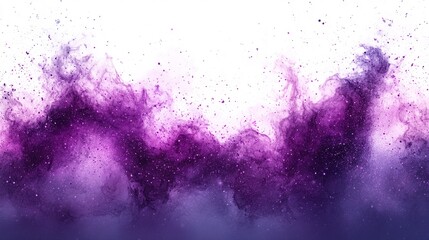 Abstract purple powder explosion on white background