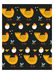 Set of Easter Posters in Abstract 90s Retro Style. Spring Wall Art, Minimalist Vector Designs with Rabbits and Eggs. Hand Drawn Doodle Style Posters Easter Theme