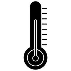 thermometer black silhouette vector, Simple silhouette Design vector icon with white background.