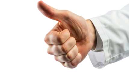 Doctor gesturing thumbs up sign with transparent background