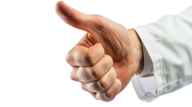 Doctor gesturing thumbs up sign with transparent background - Powered by Adobe