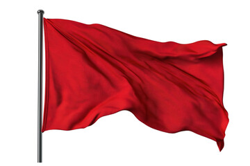 Red flag fluttering in the wind, cut out