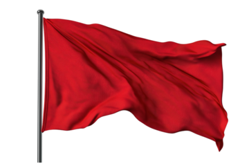 Red flag fluttering in the wind, cut out