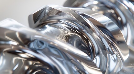 Abstract Metallic Sculpture with Dynamic Curves and Reflections