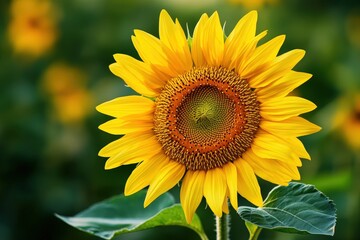 A close up image of a bright yellow sunflower in bloom