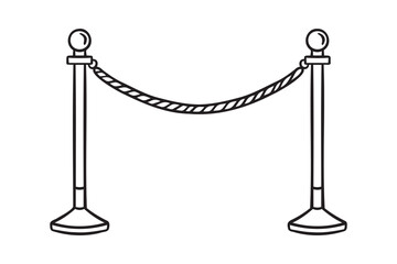 velvet rope barrier doodle hand drawn icon. Outline drawing velvet rope barrier line clipart symbol