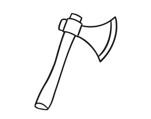 axe doodle hand drawn icon. Outline drawing axe line clipart symbol