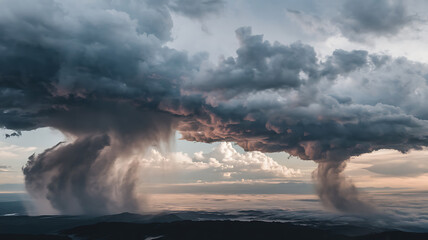 Fototapeta premium Dramatic storm clouds over a mountain range