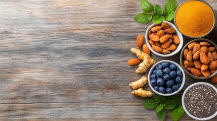 Fototapeta premium Colorful Assortment of Functional Foods for Healthy Lifestyle Choices