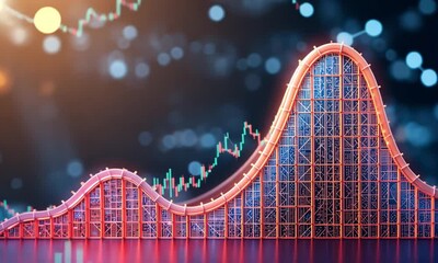 Stock Market Volatility Represented as Roller Coaster - Powered by Adobe