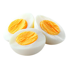 Boiled eggs halved and presented on a fresh transparent background for a clean and simple look, boiled egg and fresh isolated on transparent background