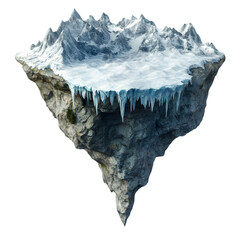 Obraz premium Floating icy mountain terrain with snow and cliffs perfect for fantasy landscape concept cold environment or dramatic natural environment design