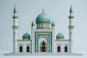 A detailed architectural representation of an Islamic mosque structure