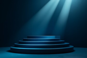 Obraz premium Dark Blue Stage Podium for Product Display