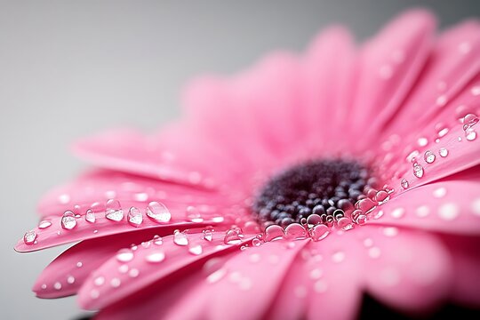Dew-kissed pink flower closeup