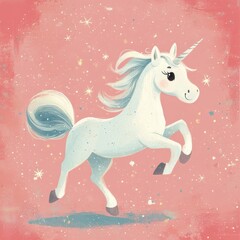 A Graceful White Unicorn With a Spiraled Horn and Flowing Mane