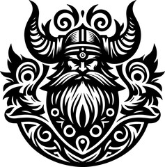 vector sketch illustration silhouette design icon logo symbol viking warrior and king with horn hat ethnic traditional vintage full classic carving  