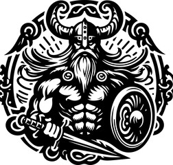 vector sketch illustration silhouette design icon logo symbol viking warrior and king ethnic traditional vintage full engraving classic  