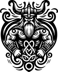 vector sketch illustration silhouette design icon logo symbol viking warrior and king ethnic traditional vintage full engraving classic  