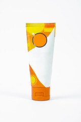 Bright Sunblock Tube on White Background for Branding