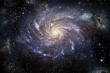 Stunning spiral galaxy in deep space with glowing stars and cosmic dust, breathtaking view of the universe and celestial formations