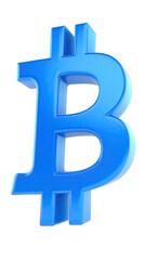 Obraz premium 3D matte blue bitcoin logo,