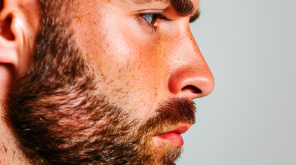 Obraz premium Profile View of Man with Beard and Mustache