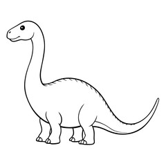 Naklejka premium a simple outline illustration of a Brachiosaurus, a long-necked dinosaur, standing in profile