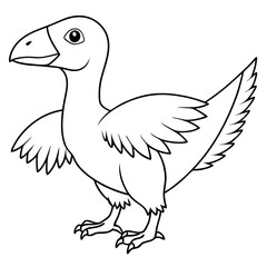 Obraz premium a cute cartoon of a bird in outline form, perfect for coloring books and creative projects. The bird has a large beak, small wings, and stands with its feet firmly planted