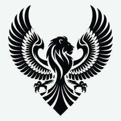 Powerful Lion and Eagle Hybrid Logo - Majestic Animal Fusion