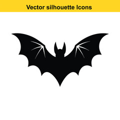 Vector illustration of a bat silhouette with wings, symbolizing Halloween, horror, and autumn vibes, perfect for a tribal tattoo design or logo