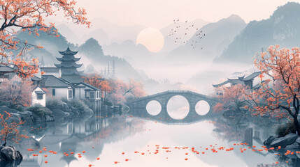 Traditional Chinese Ancient Town Scenery