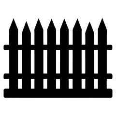 Rustic wooden picket fence for garden or farm illustration