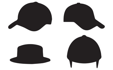 Collection of Retro Hats Silhouette Illustration