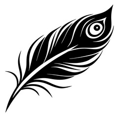 Obraz premium Black and white feather pen vector illustration with intricate design and nature-inspired elements