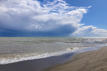 Seacoast after thunderstorm in Torremolinos, Spain