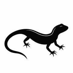 Obraz premium Silhouette of a lizard on a white background with a black design featuring a reptile, gecko, and other wildlife elements