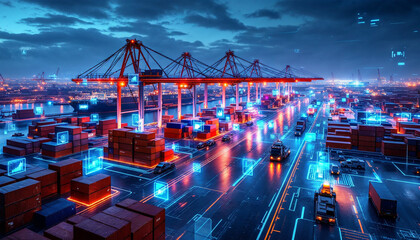 futuristic shipping container terminal industry