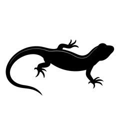 Naklejka premium Silhouette of a lizard on a white background with a black design featuring a reptile, gecko, and other wildlife elements
