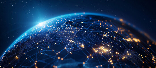 Obraz premium Globe with Digital Connections Under Twilight Studio Lighting
