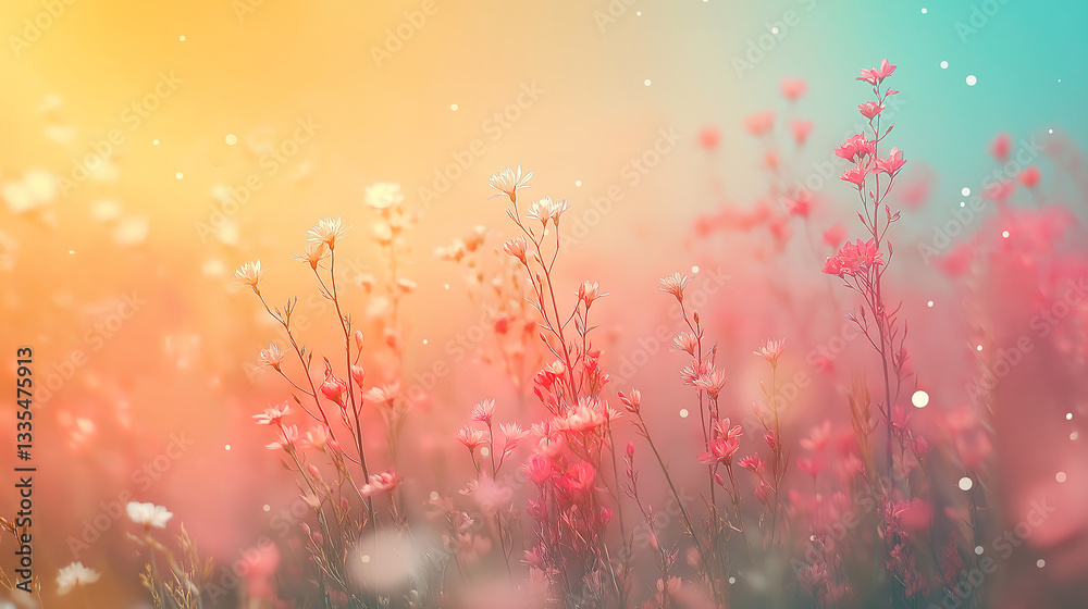 Wall mural color gradient background with luminous bokeh creating a peaceful and dreamy visual experience